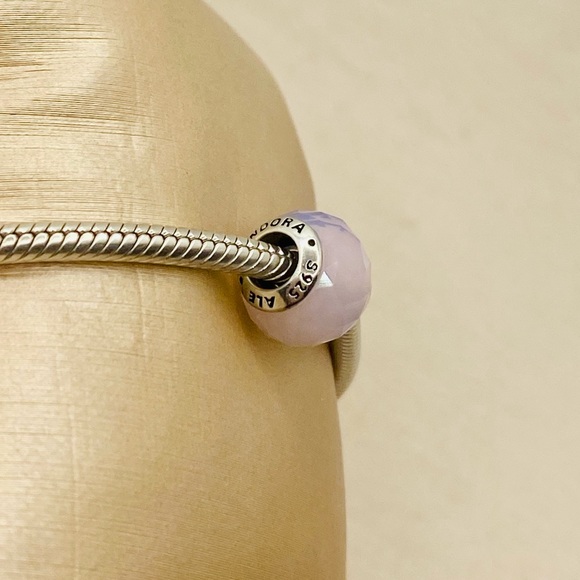 EUC Pandora 791722NOP Sterling Silver Geometric Facets Charm w/ Pink Crystal - Picture 11 of 14